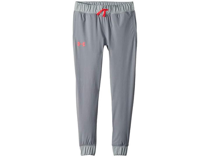 Under Armour Kids Woven Warm Up Pants (big Kids) (steel/steel Light Heather/penta Pink) Girl's Casual Pants