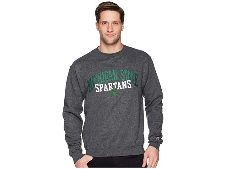 Champion College Michigan State Spartans Eco(r) Powerblend(r) Crew (granite Heather) Boy's Short Sleeve Pullover