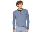 John Varvatos Star U.s.a. Long Sleeve Plated Henly W/ Rib Detail (lake Blue) Men's Long Sleeve Pullover
