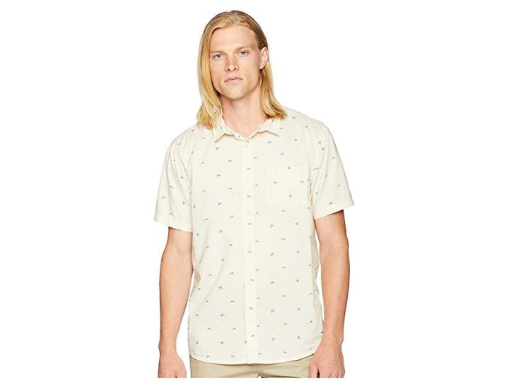 Quiksilver Fuji Mini Motif Short Sleeve Woven Top (birch Fuji Mini Mo) Men's Short Sleeve Button Up