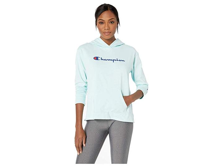 Champion Heavyweight Pullover Jersey Hoodie (blue Spearmint) Women's Clothing