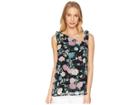 Kensie Botanical Mix Top Ks6k4699 (black Combo) Women's Clothing