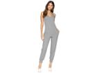 Kamalikulture By Norma Kamali Side Stripe Cross-back Jog Jumpsuit (medium Heather Grey/almost White) Women's Jumpsuit & Rompers One Piece