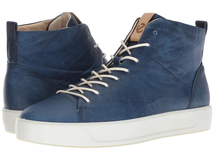 Ecco Soft 8 High Top (indigo/powder) Men's Lace Up Casual Shoes