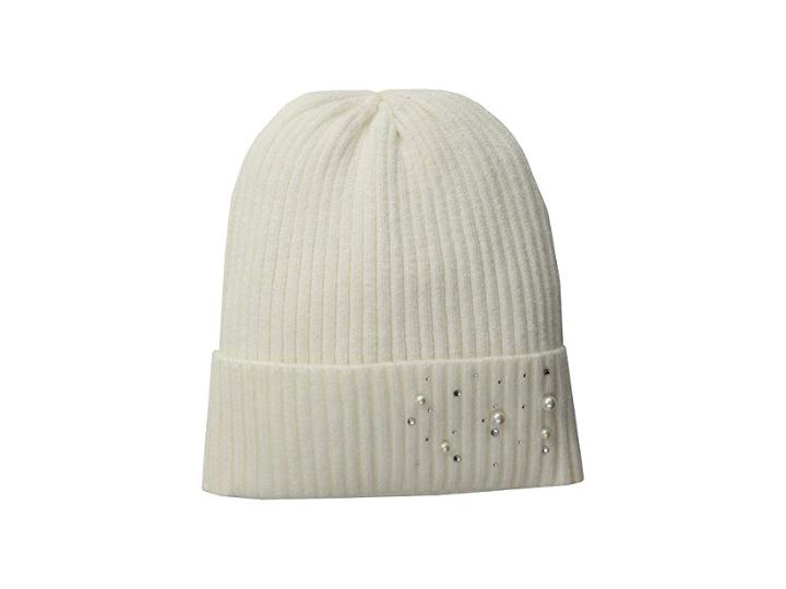 Collection Xiix Pearls And Stones Sleek Beanie (white) Beanies
