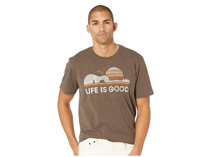 Life Is Good Guitar Sun Crusher Tee (heather Rich Brown) Men's T Shirt