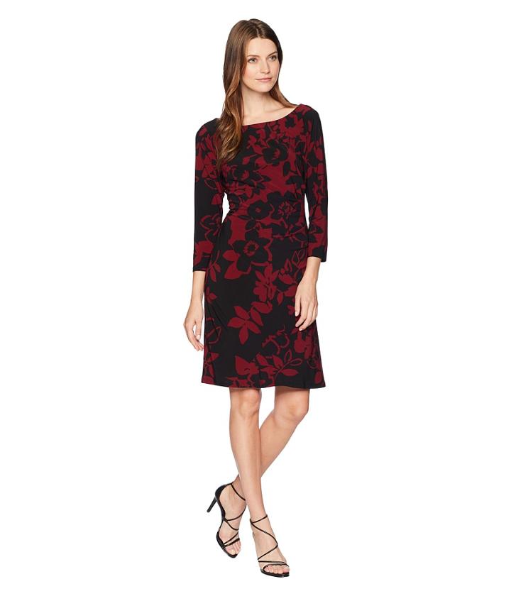 Chaps Slim Rebel Floral (maroon) Women's Dress