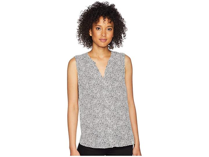 Nydj Sleeveless Pintuck Pleat Back (inked Dots Black) Women's Sleeveless