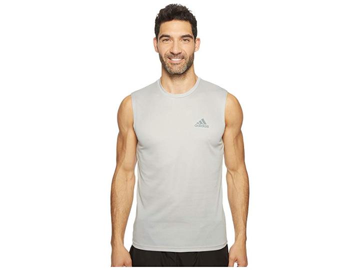 Adidas Essentials Tech Sleeveless Tee (medium Grey Heather/vista Grey) Men's Sleeveless
