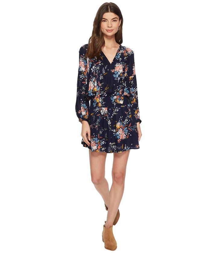 Lucky Brand Drop Waist Printed Dress (navy Multi) Women's Dress