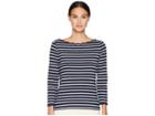 Kate Spade New York Broome Street Stripe Scallop Knit Top (adriatic Blue/french Cream) Women's Clothing