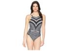 La Blanca Maori Tribe Hi-neck Mio One-piece (black/white) Women's Swimsuits One Piece