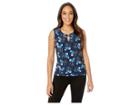 Tommy Hilfiger Printed Grommet Knit Top (midnight/multi) Women's Clothing