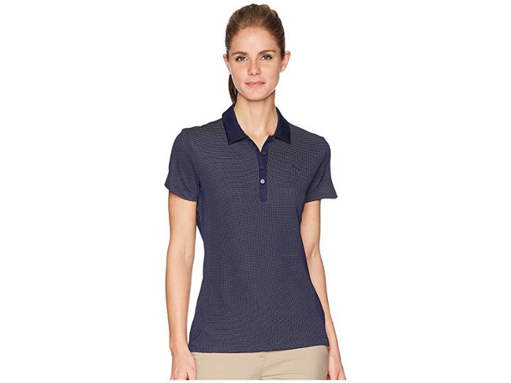 Puma Golf Jacquard Polo (peacoat) Women's Short Sleeve Pullover