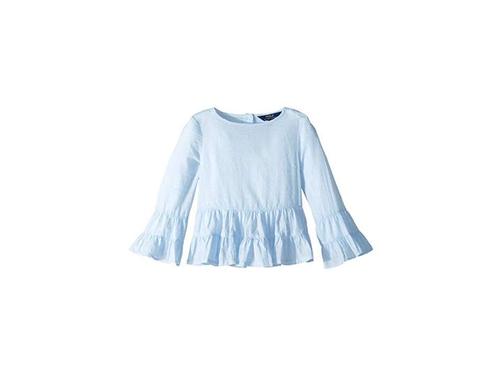 Polo Ralph Lauren Kids Striped Tiered Top (big Kids) (blue/white) Girl's Clothing