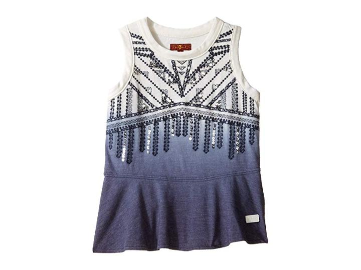 7 For All Mankind Kids Short Sleeve Embellished Tee (little Kids) (dip-dye) Girl's T Shirt