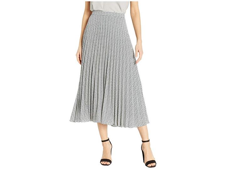 1.state Fine Puppytooth Pleated Midi Skirt (pine) Women's Skirt