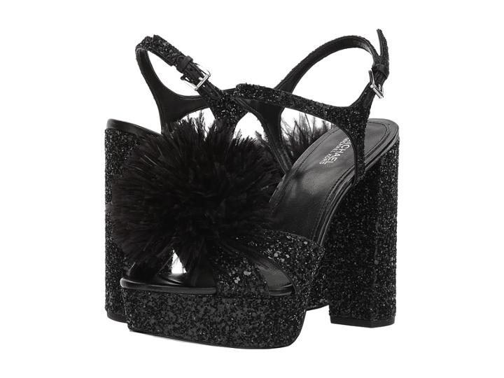Michael Michael Kors Fara Platform (black Chunky Glitter) High Heels
