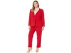 Tahari By Asl Plus Size Star Neck One-button Flap Pocket Pants Suit (red) Women's Suits Sets