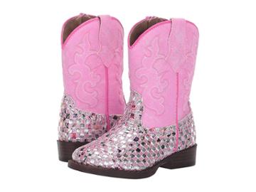 Roper Kids Western Braid (toddler) (pink Braided Multicolor Glitter Vamp) Cowboy Boots