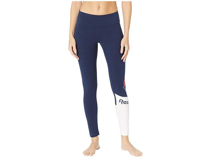 Reebok Activchill Logo Leggings (collegiate Navy) Women's Casual Pants