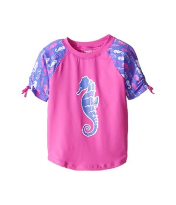 Hatley Kids Sea Horses Short Sleeve Rashguard (toddler/little Kids/big Kids) (pink) Girl's Swimwear