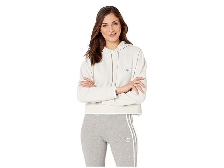 Adidas Originals Cropped Hoodie (raw White) Women's Sweatshirt