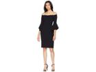 Bebe Off The Shoulder W/ Flowy Sleeve Dress (black) Women's Dress