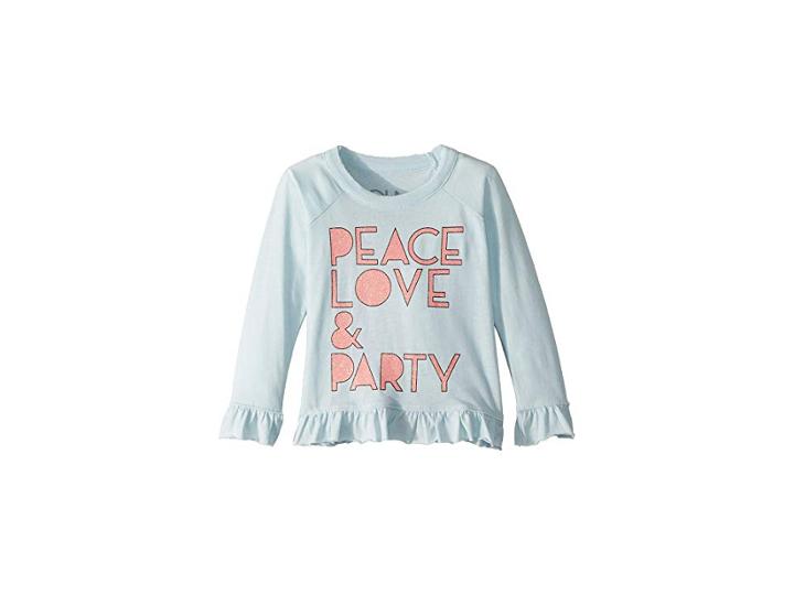 Chaser Kids Soft Vintage Jersey Peace Love Party Tee (toddler/little Kids) (waterfall) Girl's T Shirt