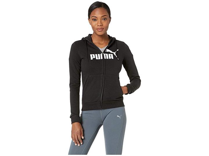 Puma Essential Logo Hooded Jacket (cotton Black) Women's Coat