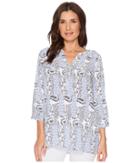 Fdj French Dressing Jeans Paisley Print Tab Up Sleeve Popover Top (blue) Women's Clothing