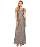Adrianna Papell V-neck Crunchy Bead Gown (lead) Women's Dress