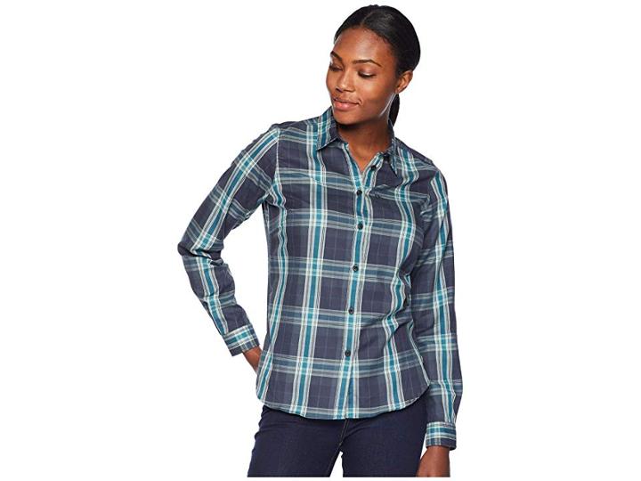 Fjallraven Ovik Flannel Shirt (navy) Women's Long Sleeve Button Up