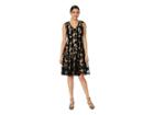 Taylor V-neck Velvet Mesh Cocktail Dress (black/nude) Women's Dress