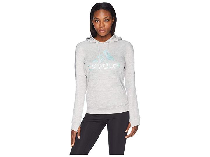 Adidas Badge Of Sport Camo Print Hoodie (mgh Melange) Women's Sweatshirt