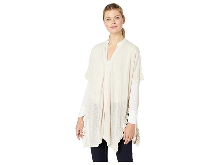 Echo Design Ruffle Knit Poncho (stone) Women's Clothing