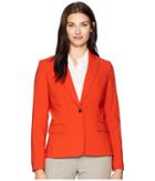 Calvin Klein Woven Button Front Jacket (spicy Orange) Women's Coat