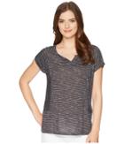 Tribal Stripe Knit Drop Shoulder Top (black) Women's T Shirt