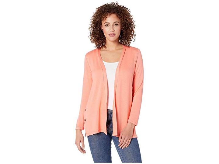 Bobeau Cardigan With Side Buttons (coral) Women's Sweater