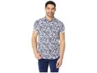 Nautica Short Sleeve Pineapple Print Woven Shirt (maritime Navy) Men's Clothing