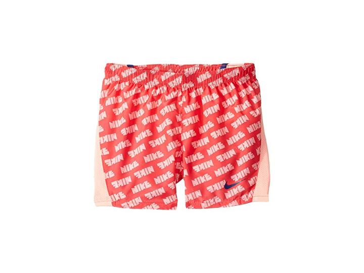Nike Kids Dry Shorts 10k2 Run All Over Print (little Kids) (ember Glow) Girl's Shorts