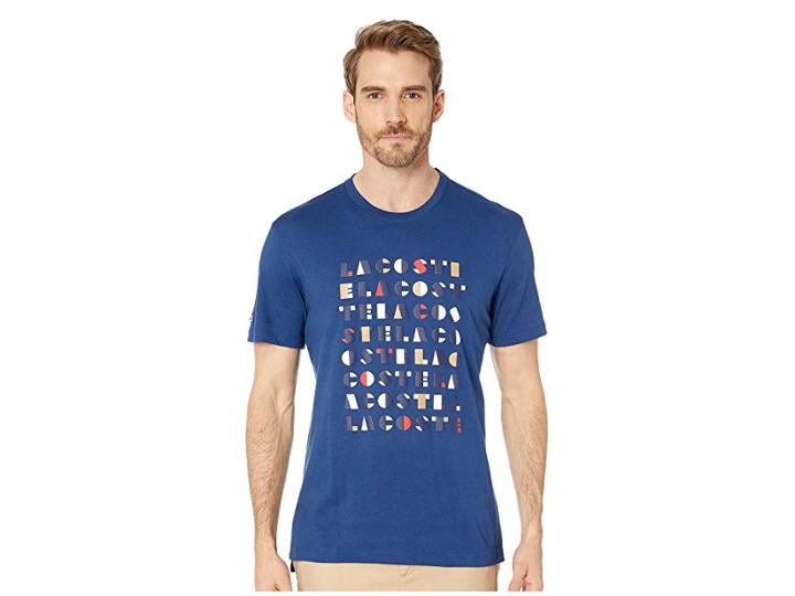 Lacoste Short Sleeve Regular Fit Lacoste Letter Block Graphic T-shirt (inkwell) Men's T Shirt