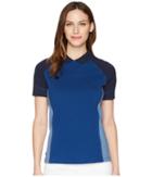 Lacoste Brushed Terry Pique Fade Color Block Polo (marino/king/navy Blue) Women's Clothing