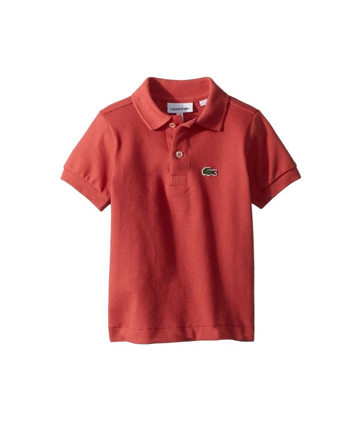 Lacoste Kids L1812 Short Sleeve Classic Pique Polo (toddler/little Kids/big Kids) (sierra Red) Boy's Short Sleeve Pullover