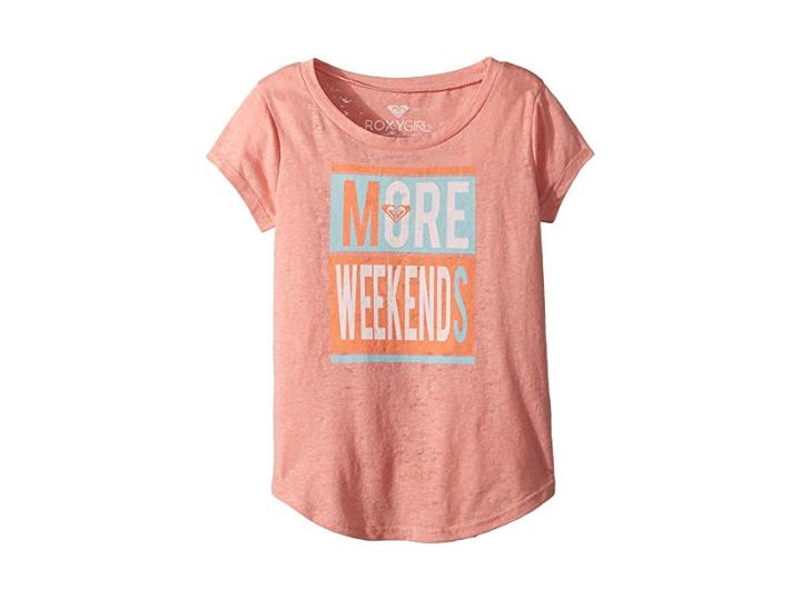 Roxy Kids More Weekends Fashion Crew Top (toddler/little Kids/big Kids) (lobster Bisque) Girl's T Shirt