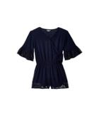 Ella Moss Girl Voile Romper With Lace Trims (big Kids) (spring Night) Girl's Jumpsuit & Rompers One Piece