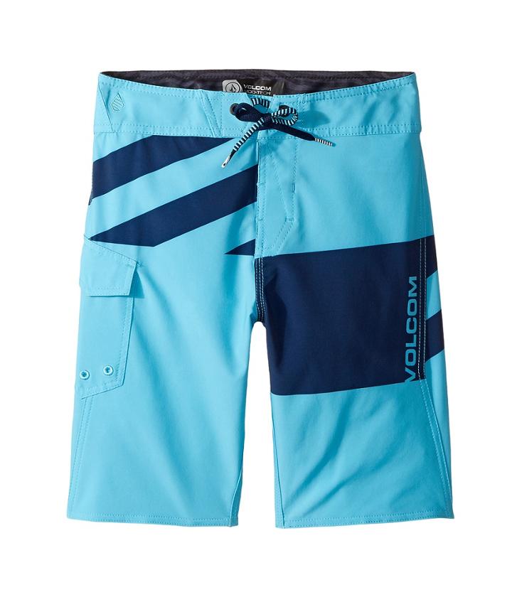 Volcom Kids Logo Party Pack Mod Boardshorts (big Kids) (dusty Aqua) Boy's Swimwear