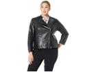 Calvin Klein Plus Plus Size Faux Leather Jacket W/ Seaming (black) Women's Coat