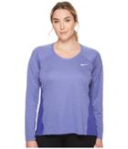 Nike Dry Miler Long Sleeve Running Top (size 1x-3x) (purple Comet/heather) Women's Clothing