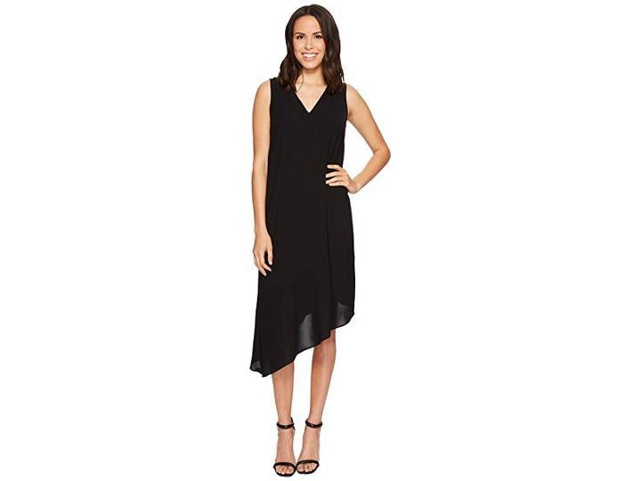 Adrianna Papell Gauzy Crepe Asymmetrical Trapeze Dress (black) Women's Dress